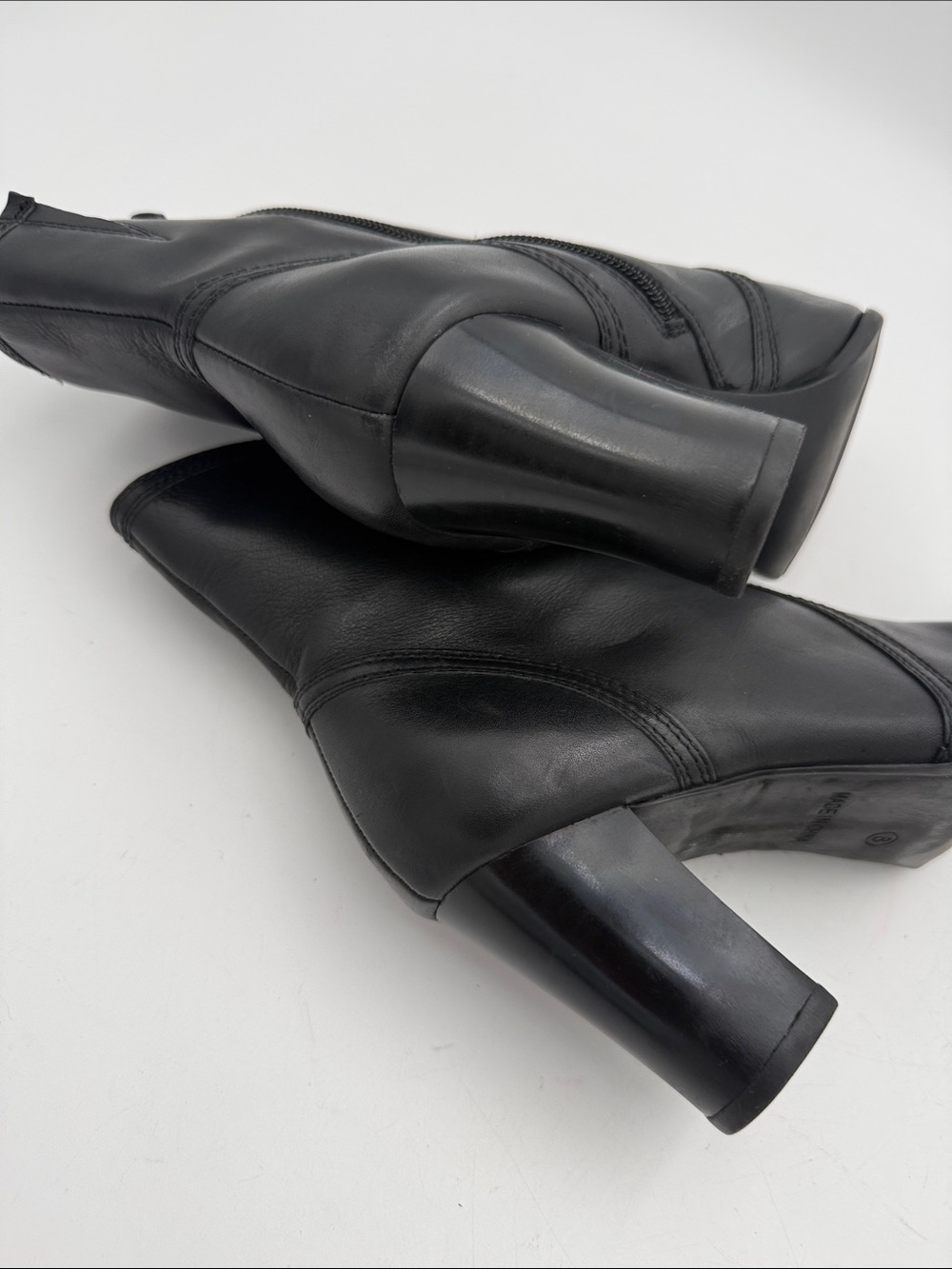 Style &co Black Leather Women Ankle Boots - Classic Square Toe women 8M Y2K fall - Picture 9 of 14